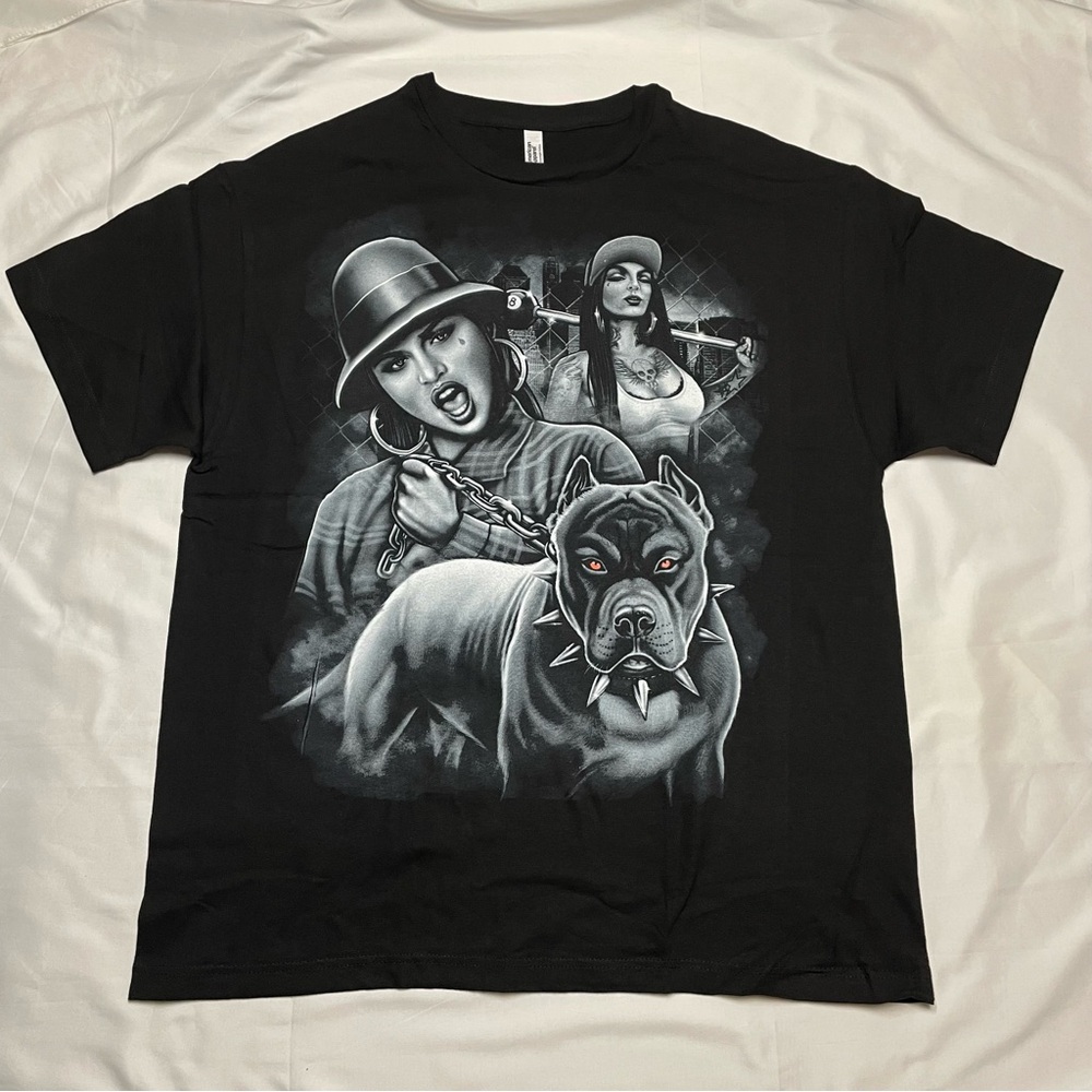 Low Rider Chicano Mexico Pitbull with Spiked Collar T-Shirt